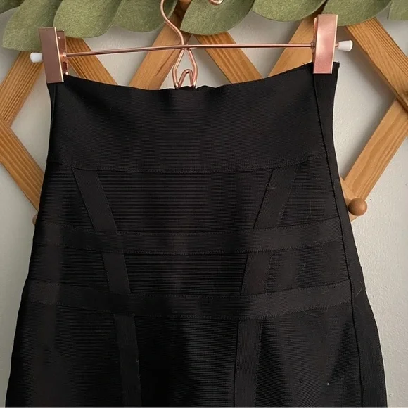 Herve Leger High Waist Zip Front Bandage Skirt